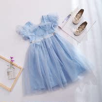 Ice and snow Chienties Aesha princess dresses Girl Birthday Gown Summer Elsa Liandress Dress Little Girl Foreign Air Mesh Dress