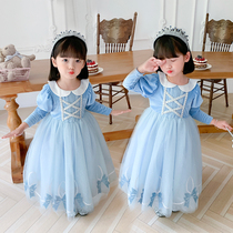 Girl Ice Age Love Esha Princess Dresses Light Extravagant Children Birthday Gown Dress Kid Long Sleeve Foreign Air Fluffy Dress