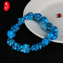 Shiyan original mine turquoise with bracelet single ring mens high porcelain without optimization turquoise raw stone bracelet DIY jewelry