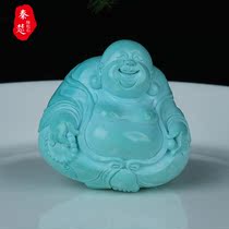 Qin Chu original mine turquoise Maitreya Buddha high porcelain No optimization laughing Buddha handlebar handstring pendant Buddha ornaments