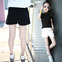 Childrens shorts 5 girls summer clothes 6 big Children girls 7 Korean version of Joker outside wear 9 short pants 12 years old black and white hot pants