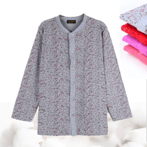 Middle-aged autumn shirt female pure cotton to flat-blind elderly cotton sweater top open with butt warm underwear single