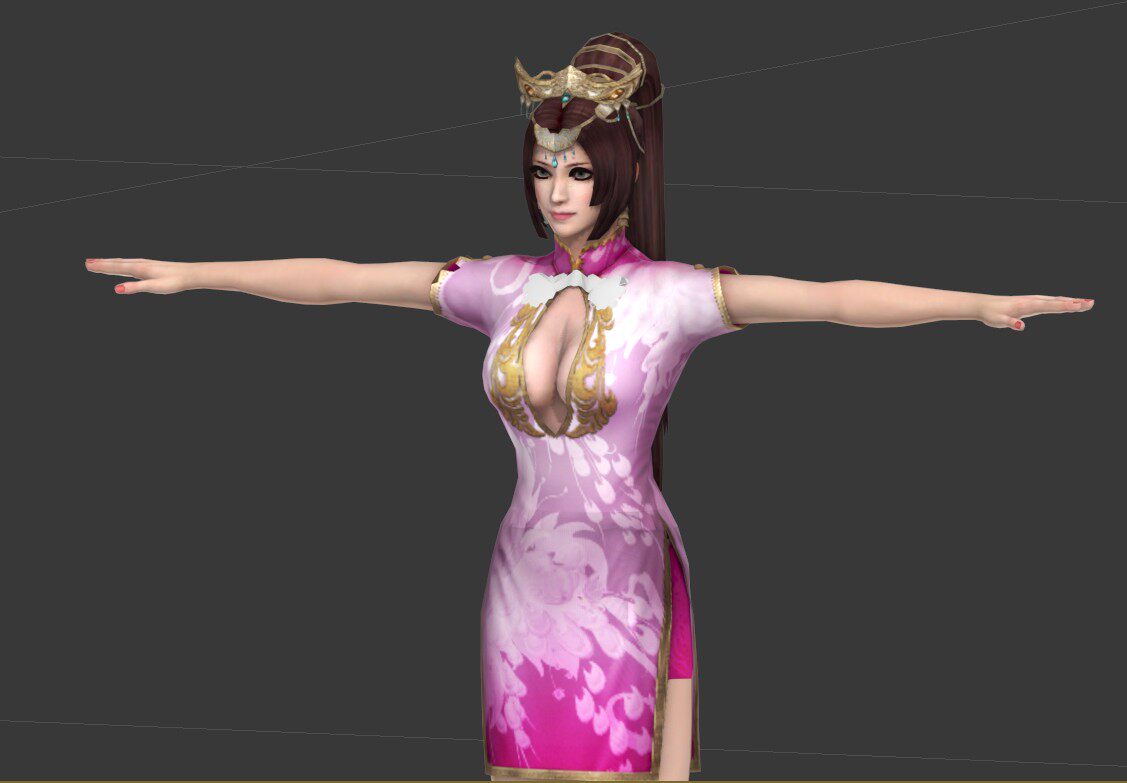 次时代法线3d源文件素材精美旗袍貂蝉文件max