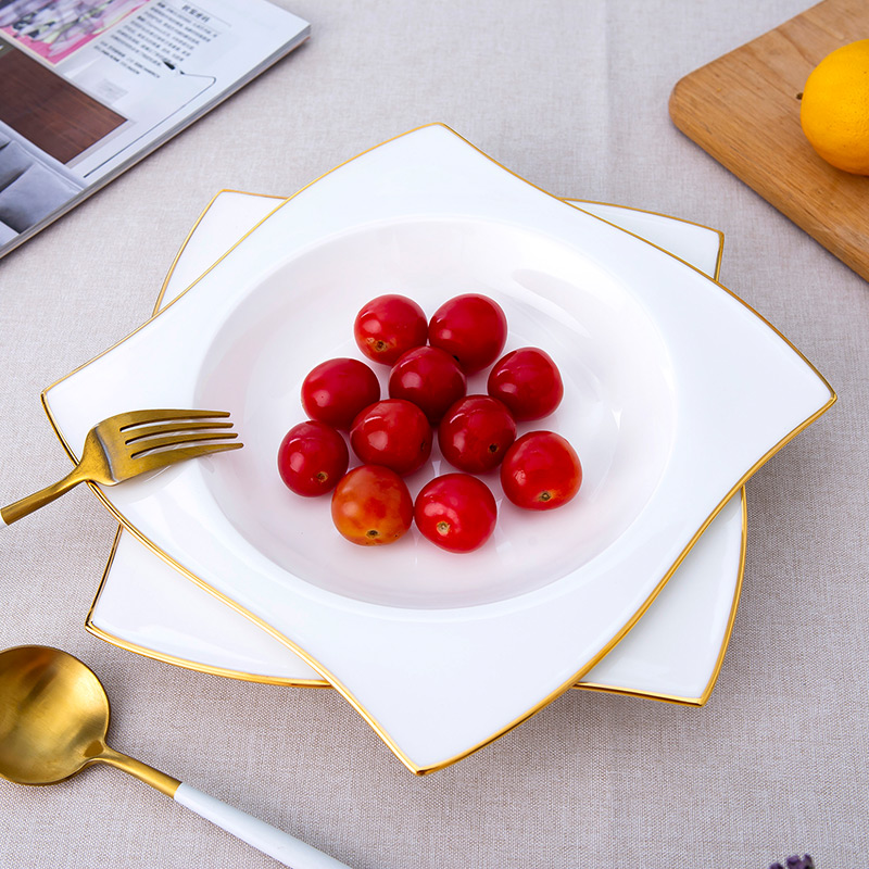 Jingdezhen ceramic tableware ipads porcelain 0 home square, Jin Bianshang dish plate of pasta place the child desk tray