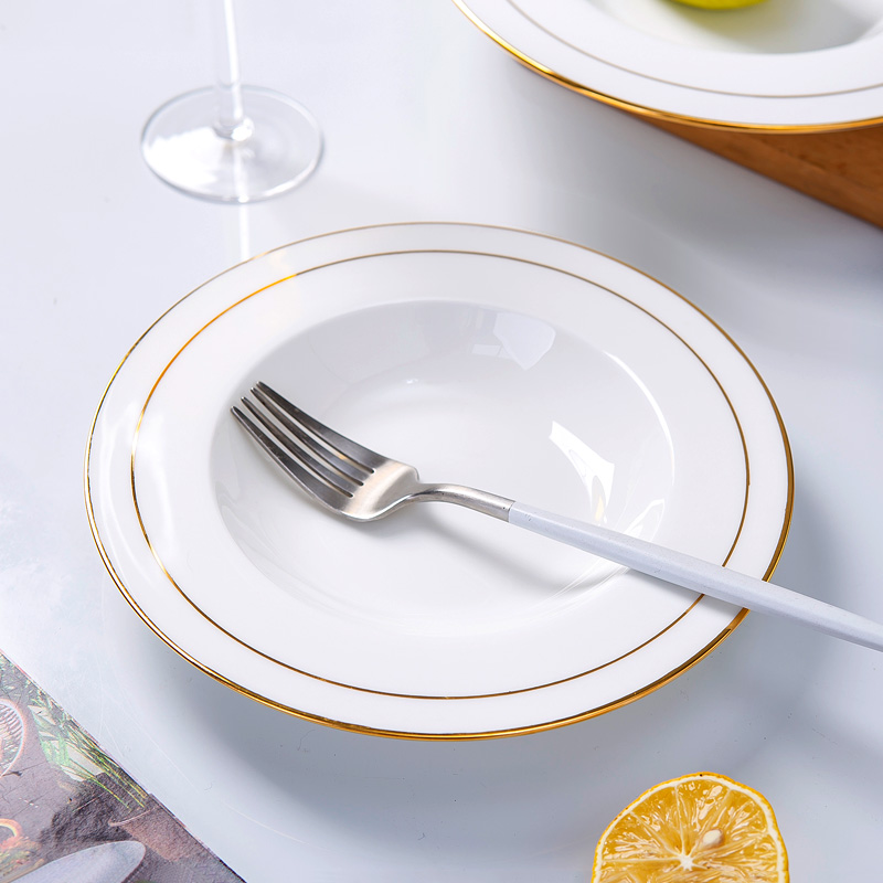 Paint edge hotel hotel western - style food tableware plate of jingdezhen ceramic ipads China household straw hat pasta salad plates