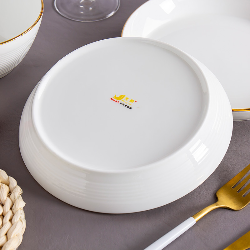 Jingdezhen porcelain ipads Nordic creative household new web celebrity ins up phnom penh white ceramic plate deep food dish