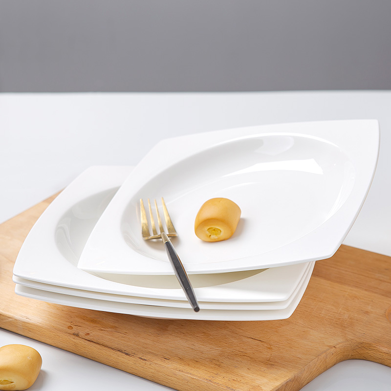 White dish European square steak dinner plate household dish plate of pasta dish 8 inches special - shaped ipads plate