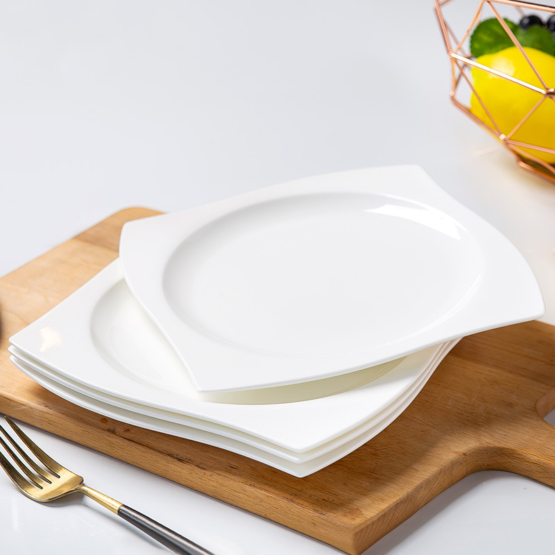 White dish European square steak dinner plate household dish plate of pasta dish 8 inches special - shaped ipads plate