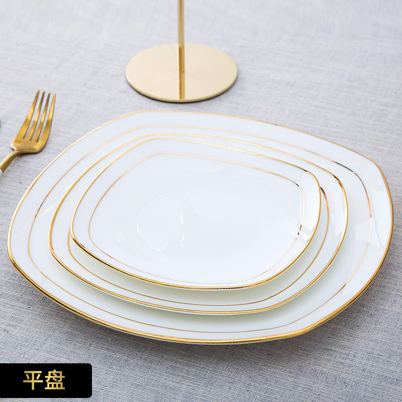 Ipads China up phnom penh dish dish dish creative pure white steak dinner plate European household ceramics tableware Fang Pingpan