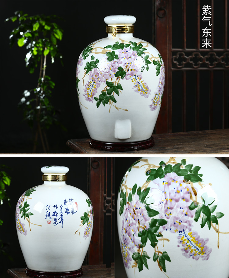 Hand - made ceramic jar of jingdezhen ceramic bottle 10 jins 30 jin wine VAT mercifully jars with leading 50 pounds