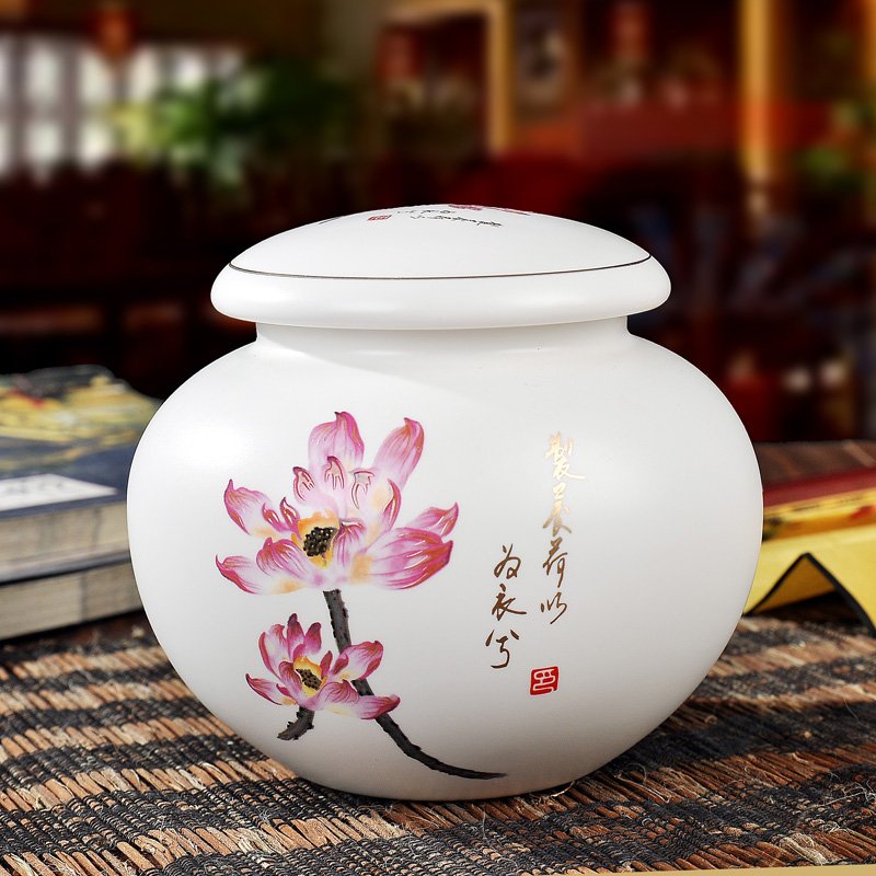 Xin MAO jingdezhen ceramic tea jar airtight jar of honey pot ceramic jar half jins to large size is 250 g