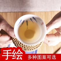 Tea cup Kung Fu tea cup Jingdezhen blue and white porcelain teacup Ceramic master cup Lotus fish white porcelain hat cup