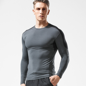 男士长袖运动T恤男速干跑步压缩健身紧身上衣服训练体恤打底衫潮