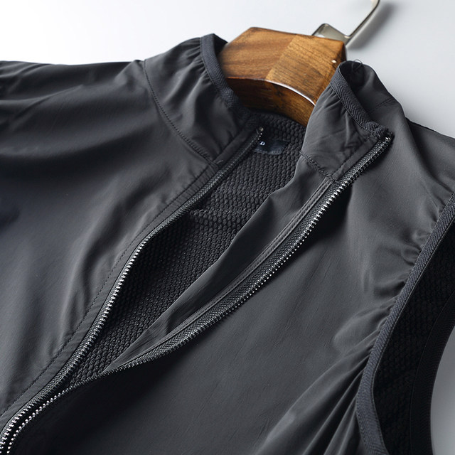 ຜ້າຕາຫນ່າງ Honeycomb ຊັ້ນສູງຂອງຜູ້ຊາຍ stand-up collar ບາງ vest ສະດວກສະບາຍ breathable ແຫ້ງໄວ stand-up collar ເສື້ອ vest waistcoat