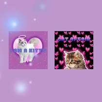 Steam wave y2k millennium 90s cat Showa maiden heart poster Korean decorative card room background wall stickers