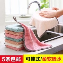 Wiping tablecloth absorbent towel pure cotton yarn rag cleaning cleaning towel household washing dishes Big coral velvet table black wash