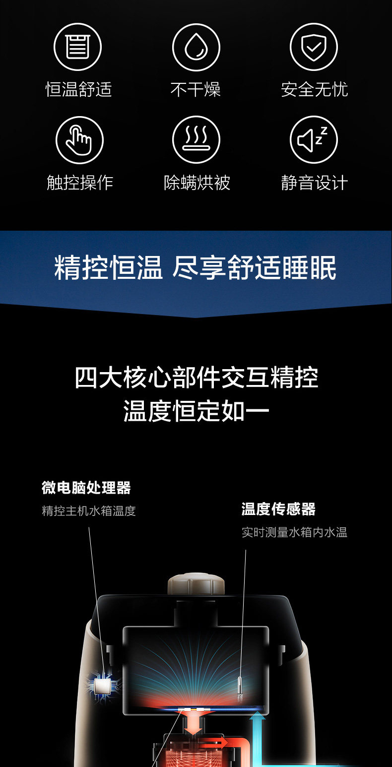 ao史密斯恒温水暖床垫无辐射水循环电热毯除湿除螨烘被1.8*2米18b