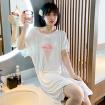 Ice Cream Short Sleeve Mordale Sleeping Dress Woman Summer Cute Loose Sleepwear Thin teenage girl in the middle of a home dress