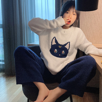 Beauty girl Luna cat Soft cotton Sleeping Woman Winter Thickened Coral Suede Suit Cute Autumn Winter Tennis Red Home Clothing