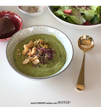 blue stainless steel spoon metal rice spoon Golden breakfast oatmeal spoon tableware