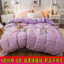 Winter quilt cover cotton thickened warm single-sided velvet soft does not lose hair pure cotton single double 200*230 quilt cover