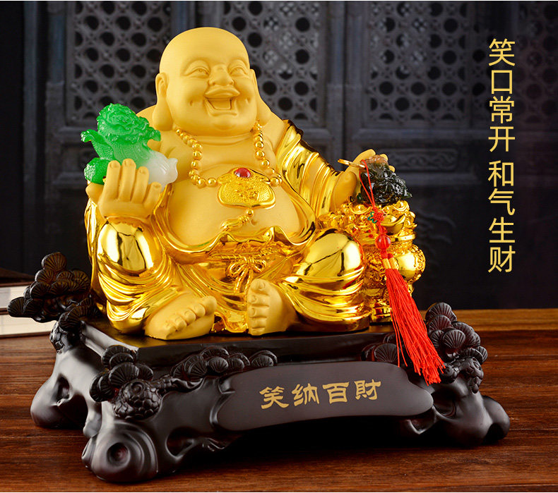 笑纳百财弥勒佛像招财笑佛摆件家居风水客厅玄关摆件开业乔迁送礼