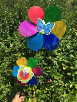 Creative color two-layer laser windmill pvc waterproof sunscreen Windmill School Spring Tour toy Park stall supply