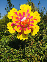38cm three-layer traditional windmill childrens toys hot sale cartoon pattern windmill toy sunflower Windmill