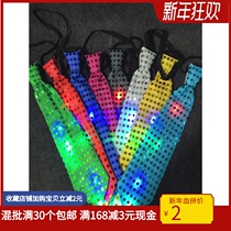 New LED colorful glitter sequin tie Unisex luminous bow tie bar night party props trend