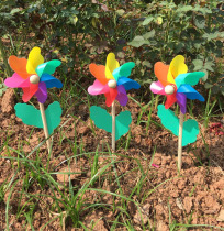 12cm wooden pole seven leaf windmill toy pastoral windmill diy outdoor decoration pvc material stall windmill ornaments