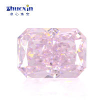 Light Pink Rectangle Chamfered Ice Blossom Cut Zircon Bare Stone Withdrawal Face Small Anise Artificial CZ Cherry Blossom Pink High Carbon Drill