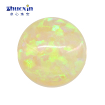 Amber Round Artificial Auberite OPAL Egg Noodle flat bottom Colorful Opper Australian Naked Stone OP04