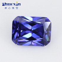 Rectangular Chamfered Tansamic Zircon Naked Stone Withdrawal Facet Tansan Blue Artificial Synthetic Gem Tansanzirconium Ring Main Stone