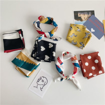 Korean Japanese ins retro small square scarf polo silk scarf female fashion decoration art wild air attendant scarf