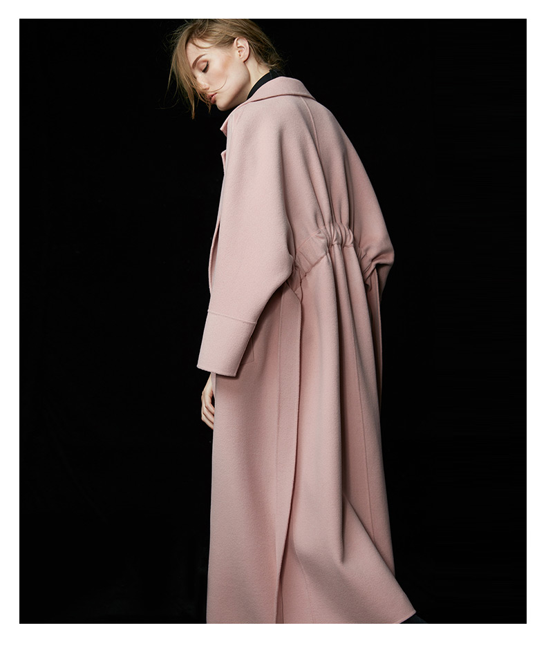 弗洛拉2016秋冬新欧美羊绒大衣女长款双面呢大衣高端过膝毛呢大衣