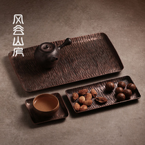 Wind Valley Mountain house handmade hammer pattern dim sum copper tea plate Household plate Small medium large tea ceremony tea tray Tea table Tea set
