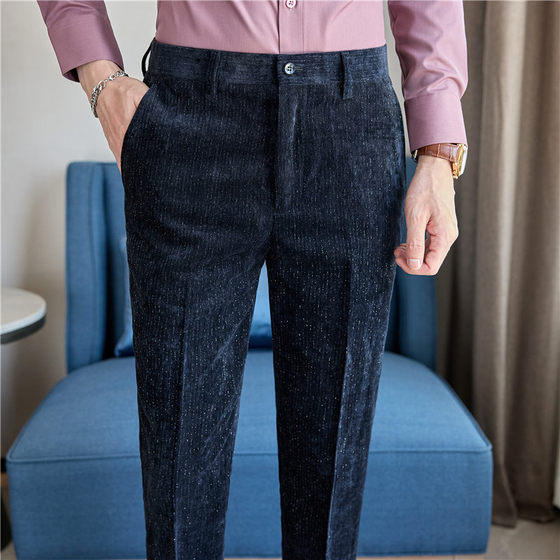 Thickened warm and shiny velvet personality striped design corduroy trousers autumn and winter business casual trousers men's trendy
Thickened warm and shiny velvet personality striped design corduroy trousers autumn and winter business casual trousers men's trendy