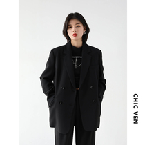 CHICVEN Mingjing commuting simple loose suit jacket high waist wide leg pants two-piece female