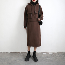 CHICVEN autumn and winter inner lining brushed winter temperament skirt All-match thin elastic waist straight one-step skirt