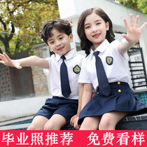 Kindergarten summer school uniform Summer graduation photo clothing British style Childrens class uniform School uniform set Summer primary school students