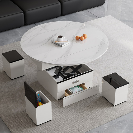 Multifunctional electric lifting tea table dining table dual-purpose small apartment lifting folding telescopic rock plate smart tea table Multifunctional electric lifting tea table dining table dual-purpose small apartment lifting folding telescopic rock plate smart tea table