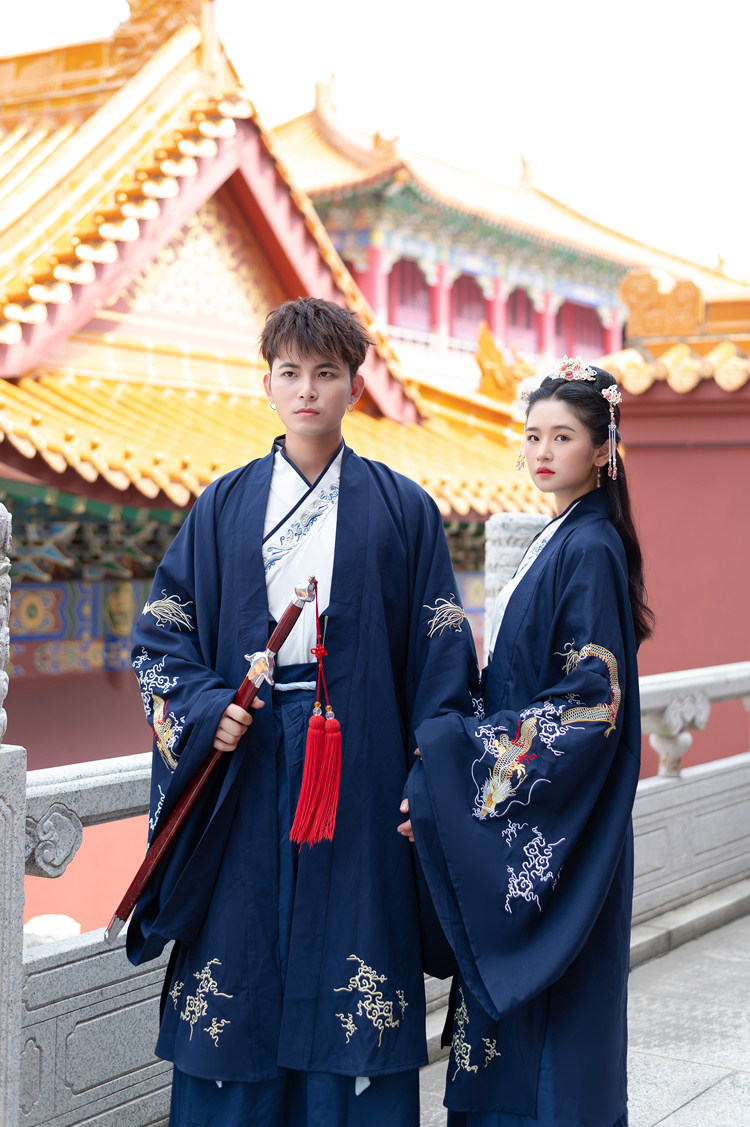 5895龙隐 原创绣花大氅 大码汉服氅衣广袖大袖衫外套情侣cp装套装