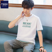 Fake two-part t-shirt male short sleeve pure cotton 2022 new American ins summer dress trendy ice sensation Tide Sign Half Sleeve Shirt