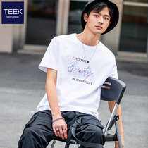 TEEK Summer Ice Men Short Sleeve T - shirt Current Cotton Teen Tide Brands and Half - sleeved Ice Ribbon Clothes