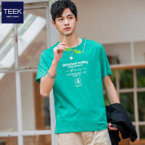 TEEK summer pure cotton male green short sleeve t shirt personality tide half sleeve clothes summer wear youth trend blouse