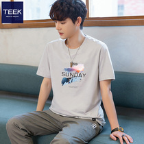 Summer pure cotton short sleeve T-shirt male and small jersey teen Tide Cards Letters Printed Half Sleeves Compassionate Tide clothes