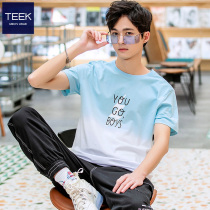 TEEK Summer Gradient Color Short Sleeve Men t-shirt thin in half sleeve clothes for pupils pure cotton summer dress