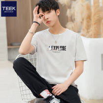 TEEK Pure Cotton Short Sleeve T-shirt Man 2022 Summer New Japanese Department Astronaut Printed Half Sleeve Tide Card Compassionate Blouse