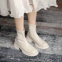 Net red same stretch Martin boots woman 2022 autumn winter short boots new Korean version student genuine leather casual woman boots womens shoes