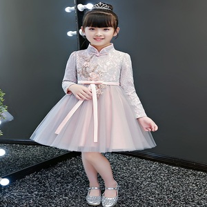 女童连衣裙秋装2018新款旗袍小女孩洋气裙子长袖中大童礼服公主裙